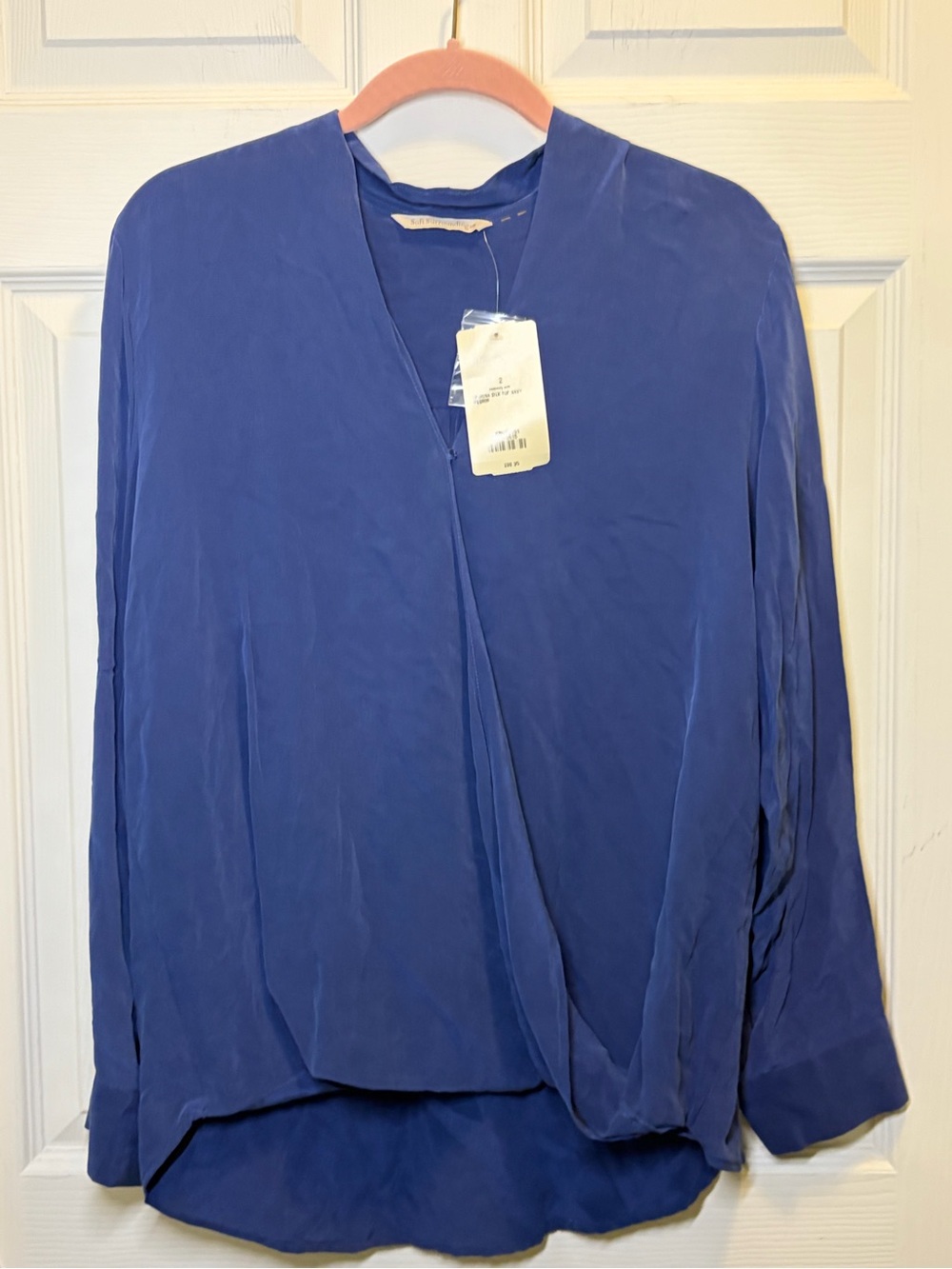 Soft Surroundings Blue Silk Surplice Top NWT
